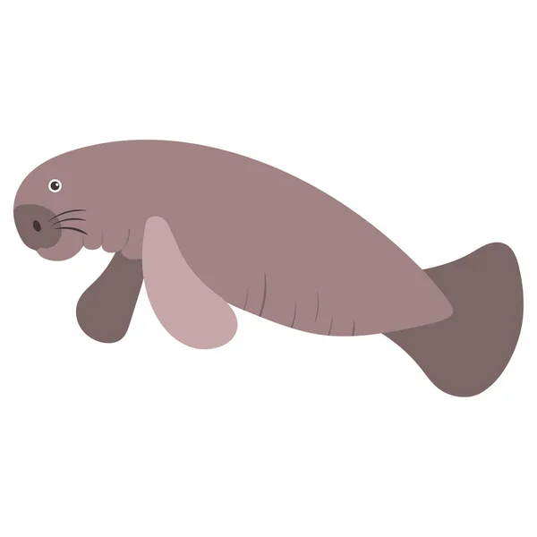 Vacker tecknad illustration med färgglada havsdjur manater på vit bakgrund för utskrift design. Grafisk grabb. — Stock vektor