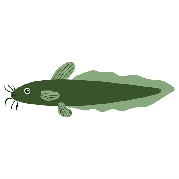 Belle illustration de dessin animé avec des animaux de mer colorés poisson-chat sur fond blanc pour la conception d'impression. Graphisme enfant. — Image vectorielle