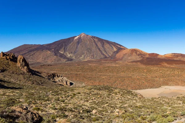 Pico Del Teide Mountain Lava Fields Spanish Tenerife Blue Sky — Stockfoto