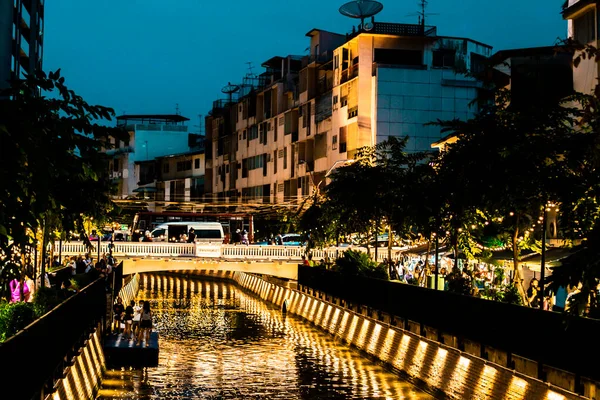 Novembre 2020 Bangkok Thaïlande Installation Éclairage Marché Aux Puces Canal — Photo