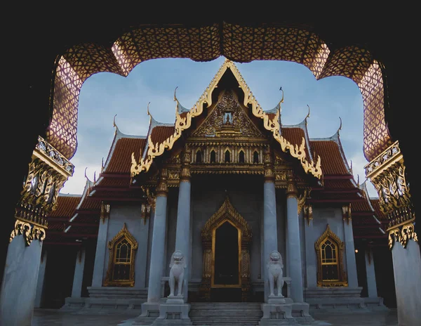 Temple Marbre Bangkok Thaïlande Architecture Point Repère Célèbre Destination Voyage — Photo