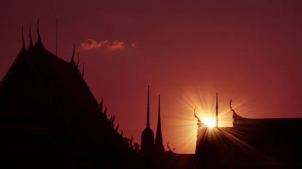 Стародавня Традиційна Пам Ятка Храму Пагода Бангкоку Таїланд Заході Сонця — стокове фото