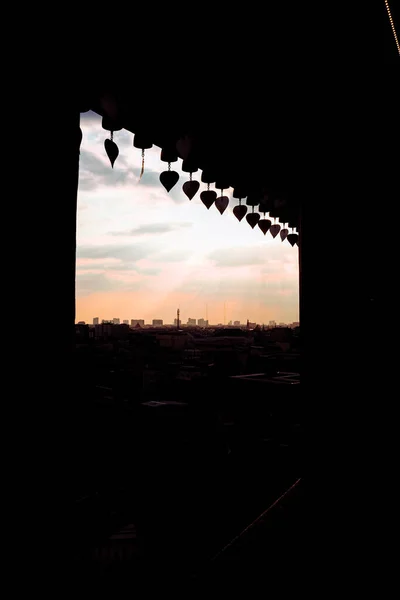 Scenery Bangkok Cityscape Dusk Golden Mountain Temple — стокове фото