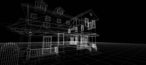 Smart House Automation System Digitale Intelligente Technologie Abstrakte Hintergrundarchitektur Wireframe — Stockfoto