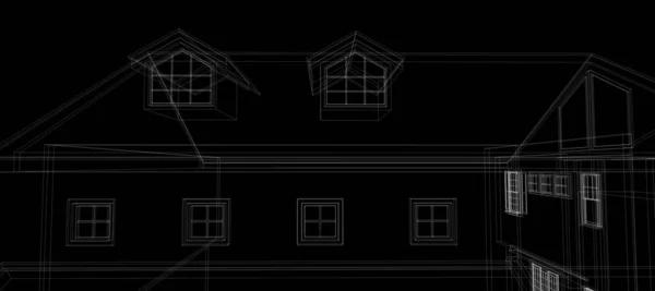Smart house automation system digital intelligent technology abstract background architecture 3d wireframe construction on black background