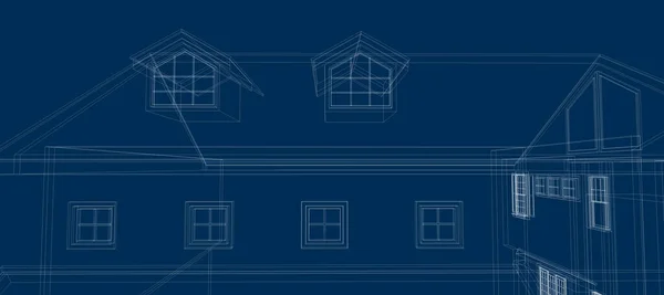 Smart house automation system digital intelligent technology abstract background architecture 3d wireframe construction on blue background