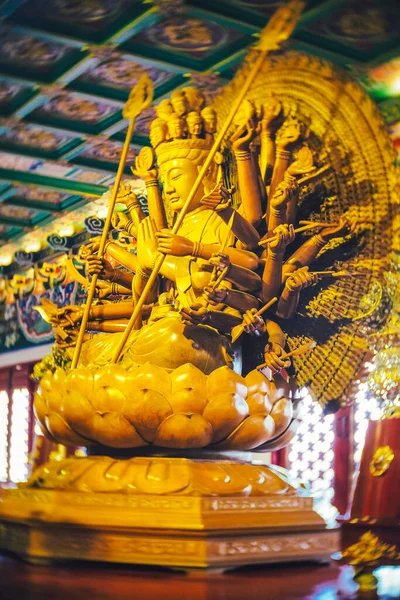 Kuan Jin Dáma Čínský Bůh Dřevěné Stute Náboženském Chrámu — Stock fotografie
