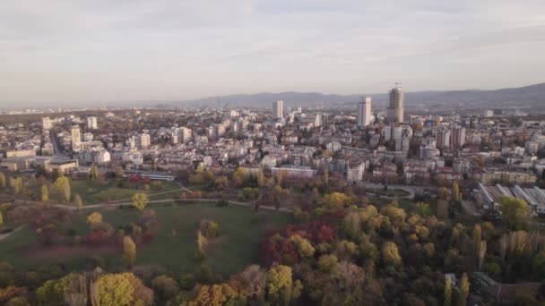 Vue urbaine des parcs, usines et maisons vivantes — Video
