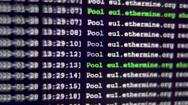 Cryptocurrency software process of ethereum mining displaying on PC Screen