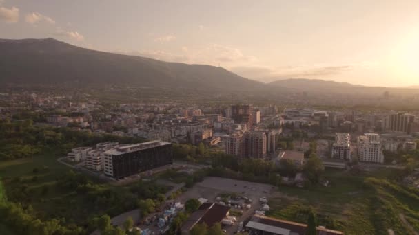 Coucher de soleil de Sofia, Bulgarie panorama panoramique — Video