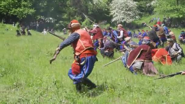 Vue Aérienne Reconstitution Guerre Russo Turque Les Troupes Russes Les — Video