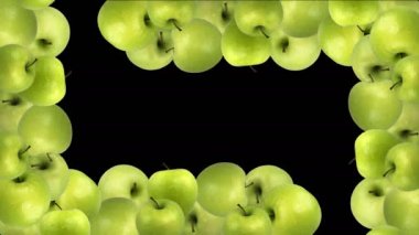 Siyah arka planda yeşil elma geçişleri. Yüksek kalite 4k görüntü