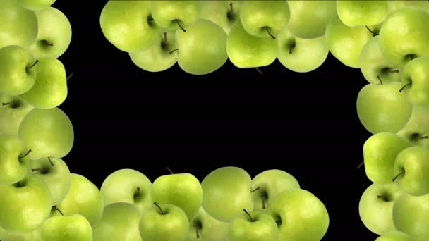 Green Apples Fill Screen Transition Overlay Black Background High Quality — Vídeos de Stock