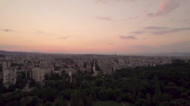 Beautiful aerial view over south park in Sofia. High quality 4k footage