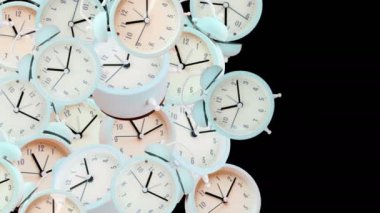 ringing alarm clock transition to the right animation on black isolated background. High quality 4k footage