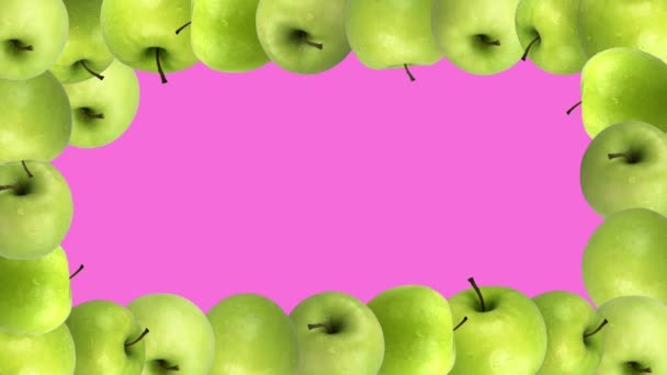Vertical Video Green Apples Transition Fill Screen Overlay Pink Background — Video Stock