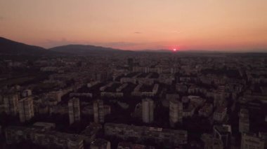 colorful Sunset in Sofia,Bulgaria Beautiful aerial view over south park . High quality 4k footage