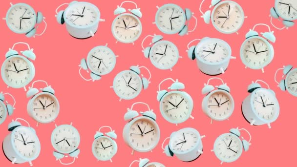 Vintage Alarm Clocks Ringing Time Animation Background High Quality Footage — Stockvideo