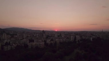 colorful Sunset in Sofia,Bulgaria Beautiful aerial view over south park . High quality 4k footage