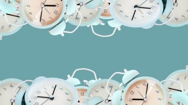 Alarm Clocks Ringing Time Animation Loop Copy Space Text High — Vídeos de Stock