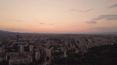 colorful Sunset in Sofia,Bulgaria Beautiful aerial view over south park . High quality 4k footage