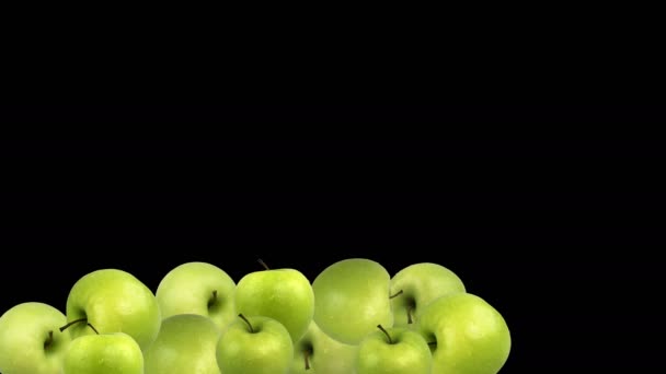 Fresh Green Apples Transition Fill Screen Overlay Black Background High — Video Stock