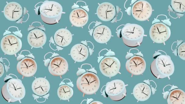 Vintage Alarm Clocks Ringing Time Animation Background High Quality Footage — Vídeo de Stock