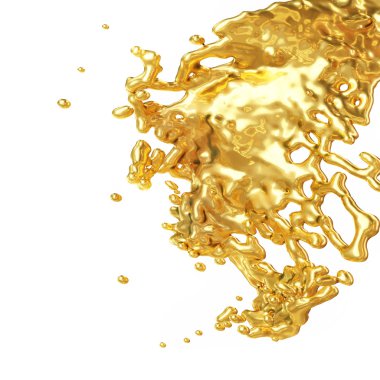 Altın şekil abstract, izole beyaz zemin üzerine altın eritmek