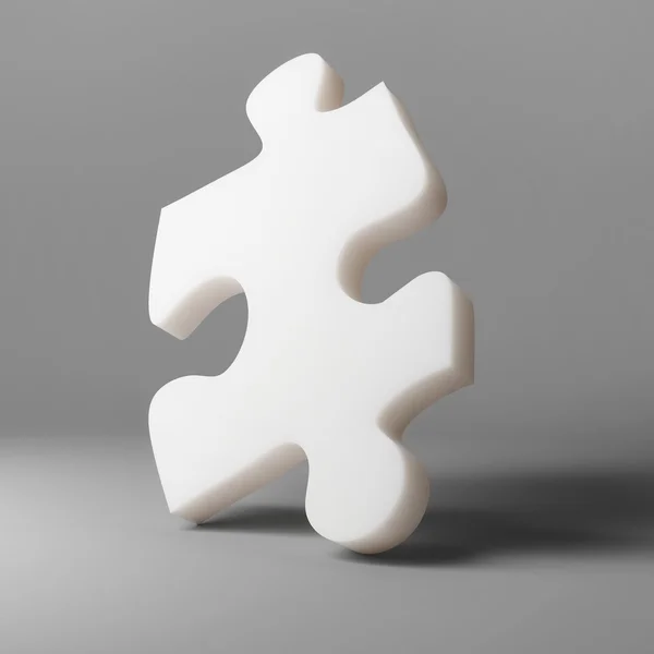 Fehér Puzzle 3d pite a szürke háttér, 3D-s illusztráció — Stock Fotó