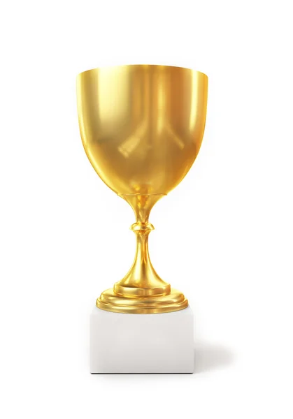 Troféu dourado isolado no fundo branco, ilustração — Fotografia de Stock