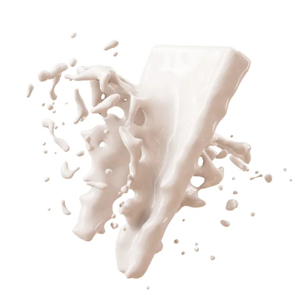 White Chocolate Splash Isolated on White Background. White Cream, — Stock Photo, Image