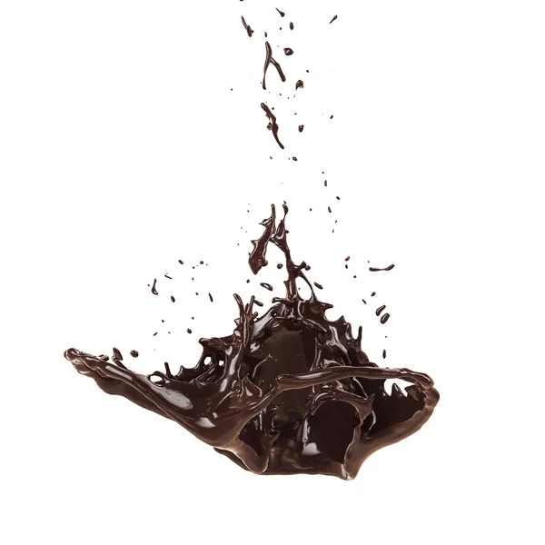 Abstracte vorm, splash van chocolade geïsoleerd op witte achtergrond — Stockfoto