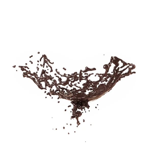Abstracte vorm, splash van chocolade geïsoleerd op witte achtergrond — Stockfoto