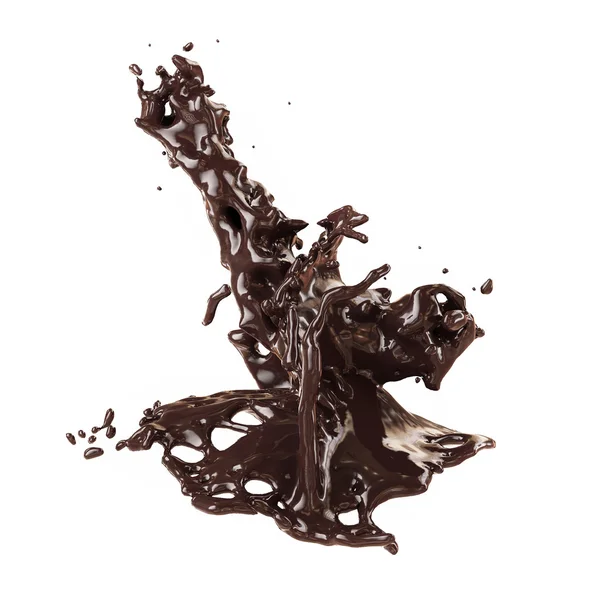 Forma abstrata, respingo de chocolate isolado em fundo branco — Fotografia de Stock