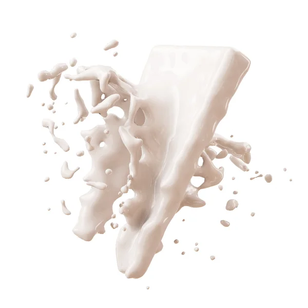 Witte chocolade splash geïsoleerd op een witte achtergrond. witte crème, — Stockfoto