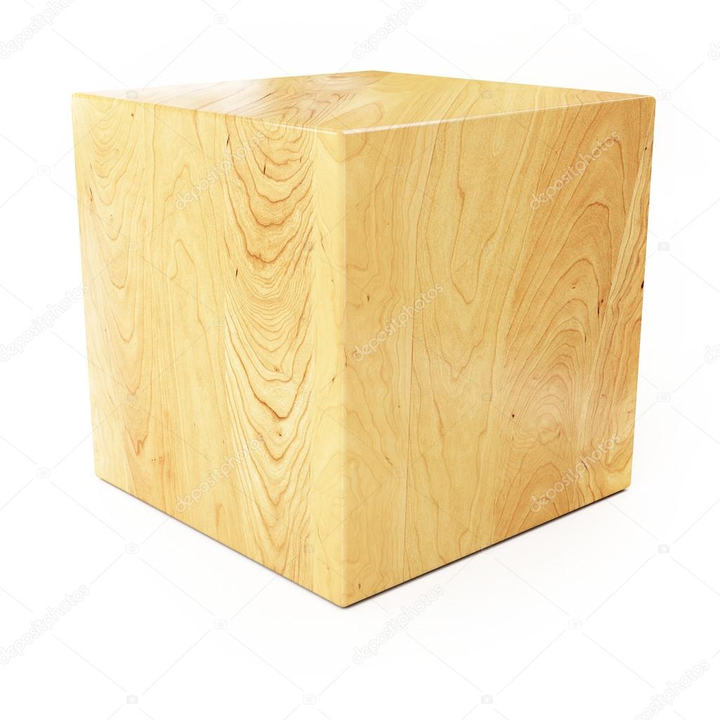 Wooden Cube Isolated on White Background