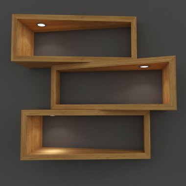 ışıkları ile 3D beyaz raf