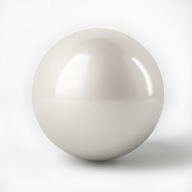3D beyaz küre üzerinde beyaz izole yansıma yüzeyi ile