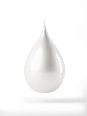 Beyaz arka plan üzerinde izole yansıması ile 3D beyaz damla