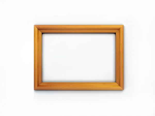 3D wooden picture frame isolated over white — Stock Photo, Image