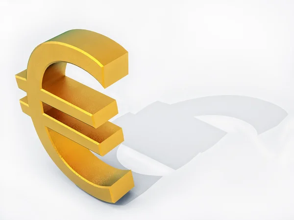 3D-gouden eurosymbool geïsoleerd op wit met zuivere schaduw — Stockfoto
