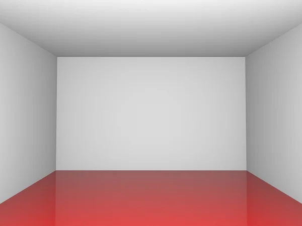 Sala de exposición 3D rojo rojo reflejo piso — Foto de Stock