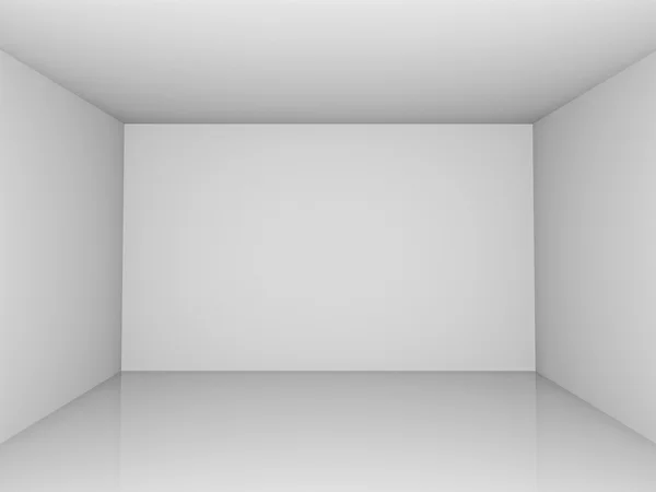 Sala de exposição 3D com piso de reflexão branca — Fotografia de Stock