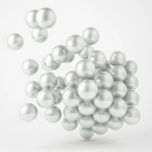 3d Abstract Composition Made Of White Perls Isolated Over White — Stock Photo, Image