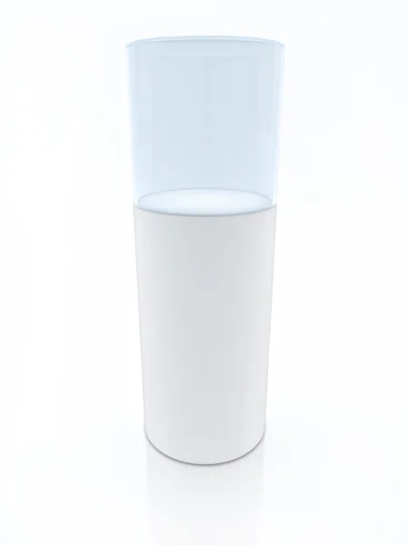 Cilindro de vidrio vacío 3D para exposición — Foto de Stock