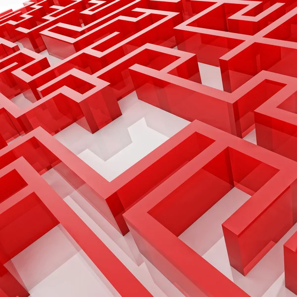 Deel van rode labyrint, lege ruimte in eindeloze doolhof — Stockfoto