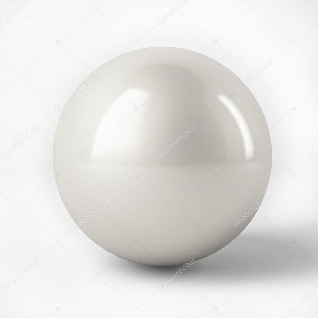 3d White Sphere with reflection surface isolated over white