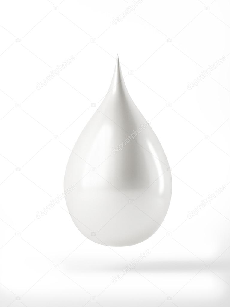 3d White Drop with reflection Isolated on white background