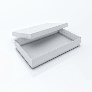 izole beyaz arka plan üzerinde beyaz boş açık kutu