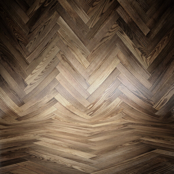 Parquet wood texture - Room covered with wooden planks - Wooden floor and walls.
